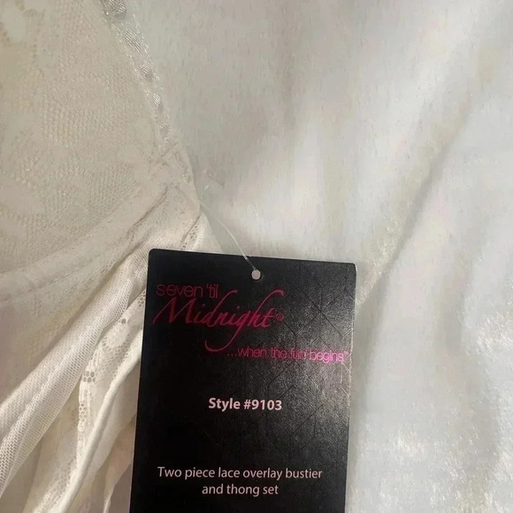 Seven Til Midnight Lace Overlay Bustier and Thong Set - Picture 5 of 5